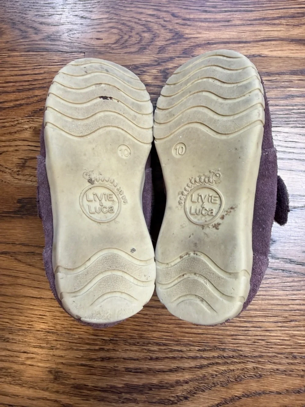 Kids Brown Suede Leather Moccasin Shoes Hook & Loop Closure Size 10